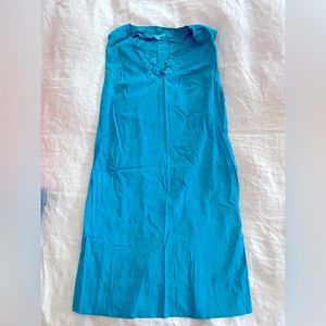 Calypso shift dress is rich teal cotton size 2